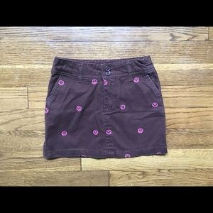 Aphorism Brown Cotton Skirt with Hot Pink Smiles